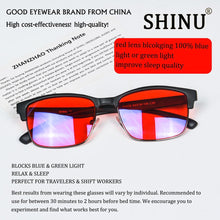 Load image into Gallery viewer, Blue Ray Glasses for Better Sleep Red Lens Glasses Anti Blue Green Light for Men Eyewear SH018