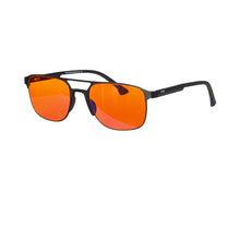 Carregar imagem no visualizador da galeria, Shinu mudança de óculos cinza para homens, armação de madeira de metal com lente vermelha 99.99% filtros de luz azul protege os olhos sh003