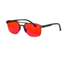 Carregar imagem no visualizador da galeria, Shinu mudança de óculos cinza para homens, armação de madeira de metal com lente vermelha 99.99% filtros de luz azul protege os olhos sh003