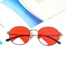 Загрузить изображение в средство просмотра галереи, Круглые очки, очки с синим светом, женские защитные линзы с синим светом, оранжево-красные очки y2k, анти-зеленый свет для хорошего сна