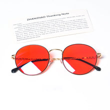 Загрузить изображение в средство просмотра галереи, Круглые очки, очки с синим светом, женские защитные линзы с синим светом, оранжево-красные очки y2k, анти-зеленый свет для хорошего сна