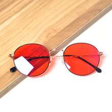 Загрузить изображение в средство просмотра галереи, Круглые очки, очки с синим светом, женские защитные линзы с синим светом, оранжево-красные очки y2k, анти-зеленый свет для хорошего сна