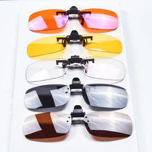 Load image into Gallery viewer, Anti Blue Light Clip on Glasses Polarized Clip on Sunglasses Orange Bluelight Lens Yellow Anti-glare Driving Lenses Brown Grey