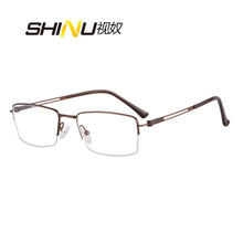 Загрузить изображение в средство просмотра галереи, Men's glasses half frame myopia prescription glasses with lenses blue light blocking computer glasses prescription minus power