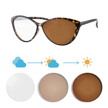 Загрузить изображение в средство просмотра галереи, Фотохромные прогрессивные мультифокусные очки для чтения, синие светофильтры, очки по рецепту, оправа «кошачий глаз», большие очки для лица, женские очки