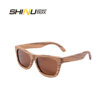 Carregar imagem no visualizador da galeria, SHINU Women sunglasses polarized nature wood sun glasses handmade Zebra wood man sunglass Polarized lenses sunglasses new in
