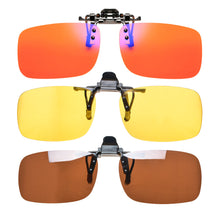 Load image into Gallery viewer, Anti Blue Light Clip on Glasses Polarized Clip on Sunglasses Orange Bluelight Lens Yellow Anti-glare Driving Lenses Brown Grey