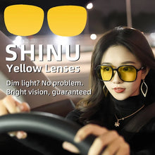 Load image into Gallery viewer, SHINU Photochromic Brown Yellow Lens Night Vision Driving Glasses Women Blocking Blue Light for Computer Working Polarized