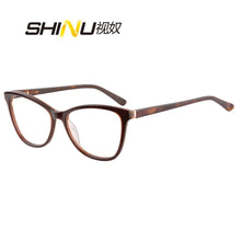 Load image into Gallery viewer, Progressive multifocal reading glasses women acetate frame with spring hinge myopia glasses blue light blcoking for computer