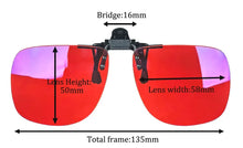 Загрузить изображение в средство просмотра галереи, Big Size Square Shape Red Lens Clip on Better Sleep ClipOn Orange Lens Yellow Driving Lenses Black Polarized Sunglasses Clip On