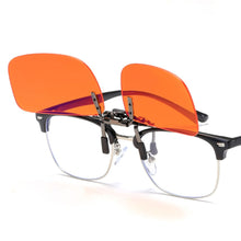 Load image into Gallery viewer, Anti Blue Light Clip on Glasses Polarized Clip on Sunglasses Orange Bluelight Lens Yellow Anti-glare Driving Lenses Brown Grey