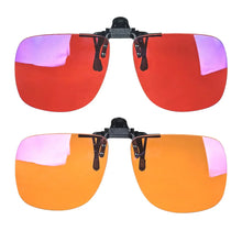 Загрузить изображение в средство просмотра галереи, Big Size Square Shape Red Lens Clip on Better Sleep ClipOn Orange Lens Yellow Driving Lenses Black Polarized Sunglasses Clip On