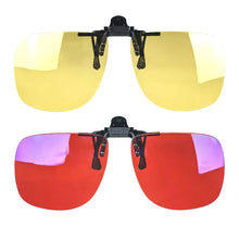 Загрузить изображение в средство просмотра галереи, Big Size Square Shape Red Lens Clip on Better Sleep ClipOn Orange Lens Yellow Driving Lenses Black Polarized Sunglasses Clip On