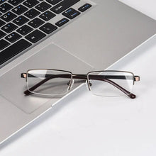 Загрузить изображение в средство просмотра галереи, Glasses Man Men's Reading GLasses Prescription Lenses Myopia Grade Half Frame Metal Eyeglasses Spring hinge Glasses for men