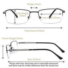 Загрузить изображение в средство просмотра галереи, Men's glasses half frame myopia prescription glasses with lenses blue light blocking computer glasses prescription minus power