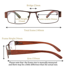 Carregar imagem no visualizador da galeria, prescription glasses men myopia photochromic lenses wooden eyeglasses lunette dioptrie metal frame nature wood temples eyewear