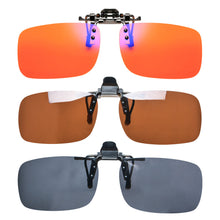 Load image into Gallery viewer, Anti Blue Light Clip on Glasses Polarized Clip on Sunglasses Orange Bluelight Lens Yellow Anti-glare Driving Lenses Brown Grey