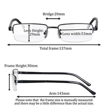 Загрузить изображение в средство просмотра галереи, Glasses Man Men's Reading GLasses Prescription Lenses Myopia Grade Half Frame Metal Eyeglasses Spring hinge Glasses for men