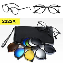 Загрузить изображение в средство просмотра галереи, Prescription Glasses with 5 Color Polarized Clip on Sunglasses Progressive Multifocal See Far and Near Reading Glasses Men Women