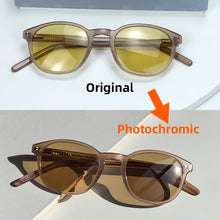 Загрузить изображение в средство просмотра галереи, Photochromic Polarized Sunglasses Blue Light Computer Glasses Night Vision for Driving Acetate Frame Woman Size 127mm