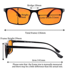 Carregar imagem no visualizador da galeria, SHINU Blue Light Blocking Computer Glasses Red Lens Better Sleep Glasses TR90 Eyewear Computer Glasses Orange Lenses Gaming