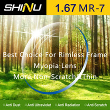 Загрузить изображение в средство просмотра галереи, SHINU 1.56-1.74 Prescription Glasses Lenses Ultra Thin Aspheric HC TCM UV Resin Eyeglasses Lenses For Myopia Hyperopia SH1001