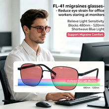 Загрузить изображение в средство просмотра галереи, SHINU FL-41 Migraine Glasses Blue Light Blocking Rose Tinted Light Sensitivity Photophobia Relief Fluorescent Screen