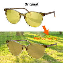 Загрузить изображение в средство просмотра галереи, Cat Eye Acetate Sunglasses Woman Day and Night Driving Glasses Photochromic Sunglasses Woman Blue Light Computer Glasses 136mm