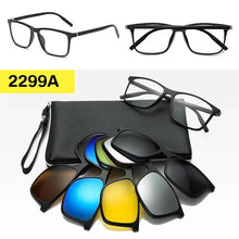 Загрузить изображение в средство просмотра галереи, Prescription Glasses with 5 Color Polarized Clip on Sunglasses Progressive Multifocal See Far and Near Reading Glasses Men Women