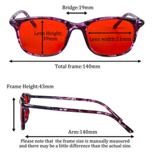 Load image into Gallery viewer, SHINU Women Red Lense Fashion Glasses Anti Blue Light Better Sleep Orange Lesnse Glasses for Long Time Work, Dyed Color Lenses