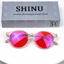 Загрузить изображение в средство просмотра галереи, SHINU Better Sleep Glasses Titanium Leg TR90 Frame Red Lenses 99% Blue Light Blocking Red Lens Glasses Anti Blue Light T1031
