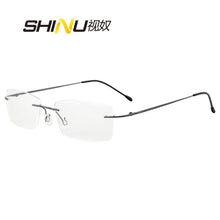 Загрузить изображение в средство просмотра галереи, Мужские очки SHINU в титановой оправе, очки без оправы, MR-7, очки с полимерными линзами, очки по рецепту, прогрессивные очки для чтения, мужские очки