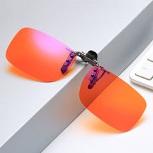 Load image into Gallery viewer, Anti Blue Light Clip on Glasses Polarized Clip on Sunglasses Orange Bluelight Lens Yellow Anti-glare Driving Lenses Brown Grey
