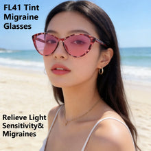 Carregar imagem no visualizador da galeria, SHINU Women FL-41 Tint Glasses, Rose transition FL41 Lenses 480-520nm Blue Green Light Blocking Migraine Photophobia Eyewear