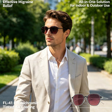 Load image into Gallery viewer, SHINU FL‑41 Migraine Glasses Rose Tint Anti Glare Blue Light Blocking Glasses Photophobia Light Sensitivity Men Women Titanium