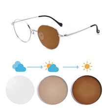 Загрузить изображение в средство просмотра галереи, Титановая оправа, мужские прогрессивные мультифокусные очки для чтения, синие светофильтры, фотохромные очки по рецепту, дизайнерские очки