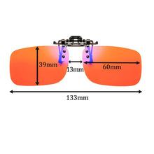Load image into Gallery viewer, Anti Blue Light Clip on Glasses Polarized Clip on Sunglasses Orange Bluelight Lens Yellow Anti-glare Driving Lenses Brown Grey