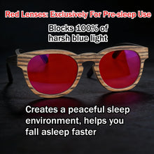 Load image into Gallery viewer, Blue Light Blocking Wooden Frame Glasses Red Lens for Pre-Sleep Orange Lens for Long Time Night Work & Gaming