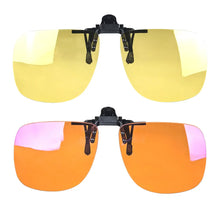 Загрузить изображение в средство просмотра галереи, Big Size Square Shape Red Lens Clip on Better Sleep ClipOn Orange Lens Yellow Driving Lenses Black Polarized Sunglasses Clip On