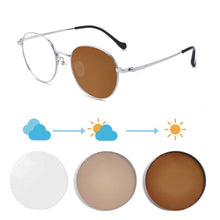 Загрузить изображение в средство просмотра галереи, Прогрессивные мультифокусные очки для чтения, титановая оправа, мужские фотохромные мультифокальные очки с защитой от синего луча, компьютерные очки