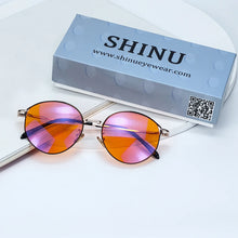 Load image into Gallery viewer, Red Lens Blue Light Blocking Glasses Men Women for Better Sleep Orange Lenses for Gaming Blue Light Computer Glasses Metal Frame