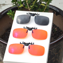 Load image into Gallery viewer, Anti Blue Light Clip on Glasses Polarized Clip on Sunglasses Orange Bluelight Lens Yellow Anti-glare Driving Lenses Brown Grey