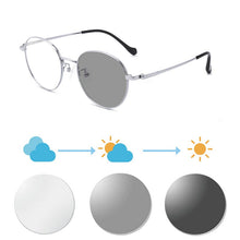 Загрузить изображение в средство просмотра галереи, Прогрессивные мультифокусные очки для чтения, титановая оправа, мужские фотохромные мультифокальные очки с защитой от синего луча, компьютерные очки