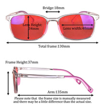 Загрузить изображение в средство просмотра галереи, SHINU Square Shape Kids Glasses Blue Light Blocking Glasses Children Glasses 129mm Wide Red Lenses