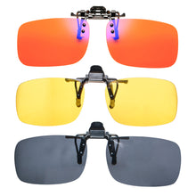 Load image into Gallery viewer, SHINU Anti Blue Light Clip on Red Lenses Better Sleep Clipon Blue Light Gaming Yellow Driving Polarized