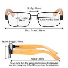 Carregar imagem no visualizador da galeria, Shinu óculos de leitura com armação de madeira masculina, óculos de computador com bloqueio de luz azul, óculos para clientes-1.00 + 2.00 2728