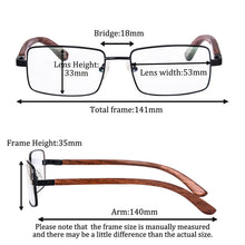 Carregar imagem no visualizador da galeria, Shinu óculos de leitura com armação de madeira masculina, óculos de computador com bloqueio de luz azul, óculos para clientes-1.00 + 2.00 2728