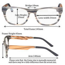 Carregar imagem no visualizador da galeria, Shinu óculos de leitura multifoco progressivo, bloqueador de luz azul, armação de pernas de madeira, óculos anti-radiação de luz azul zf109
