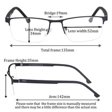 Загрузить изображение в средство просмотра галереи, Очки по рецепту, прогрессивные очки, против усталости, для предотвращения близорукости, углубляющие очки, полуоправа, блокирующие синий свет, очки для мужчин SHINU-SH054