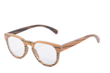 Carregar imagem no visualizador da galeria, Camada de madeira óculos redondos feminino natureza óculos de madeira feitos à mão óculos de prescrição personalizado grau miopia sph cyl